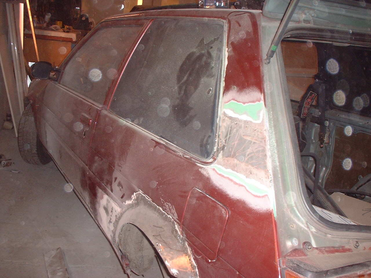 Sveising av luftinga som var bak vinduet