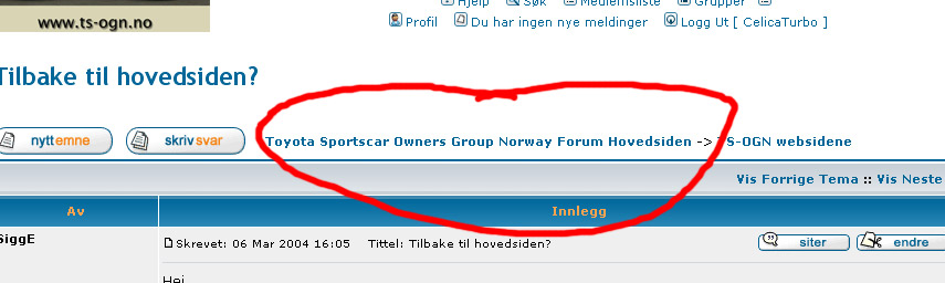 forsiden av forumet..