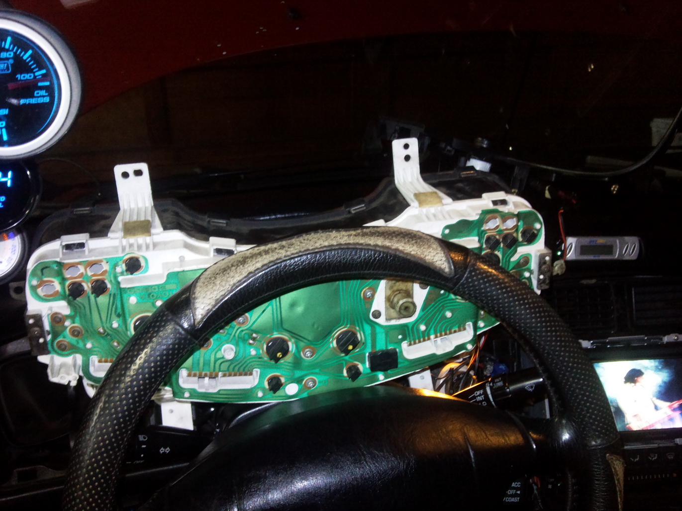 ut med instrumentpanel..